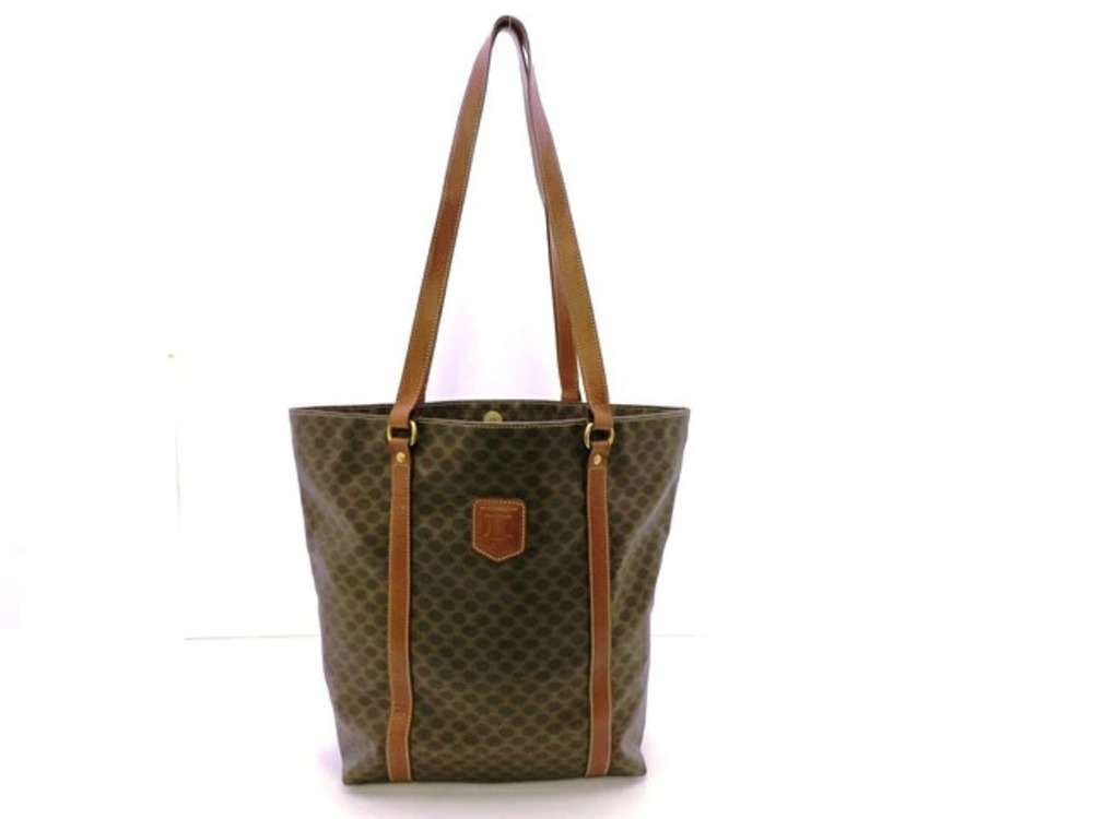 Celine Macadam Tote Bag Brown Leather